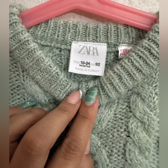 ZARA Kids | Sea Green | Jacquard Cable Knit Sweater - Picture 3 of 8